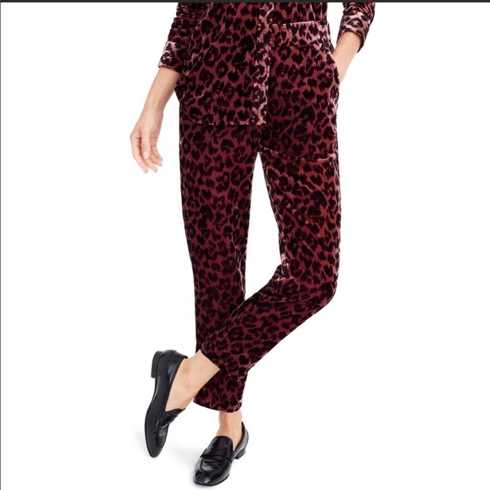 J. Crew - Pull On Easy Pant - Rose Leopard Velvet - 2